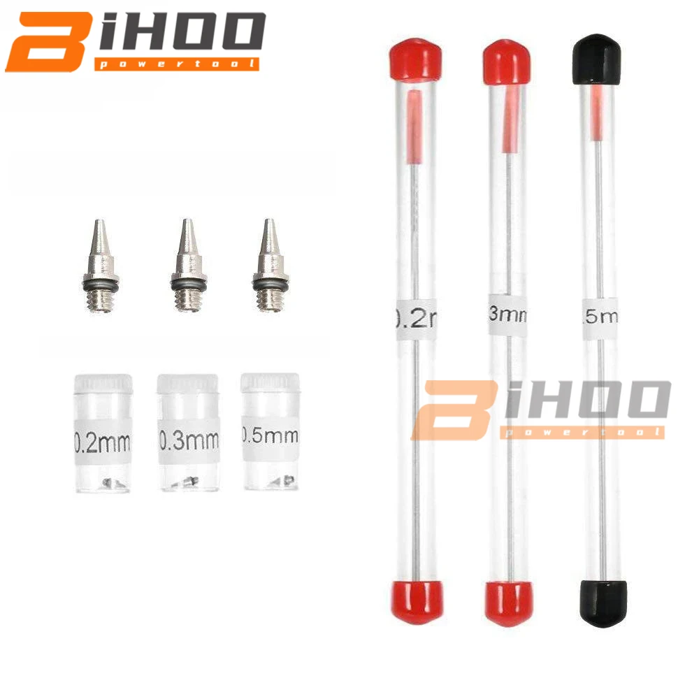 

0,2 мм 0,3 мм 0,5 мм Насадка для аэрографа Сменные иглы Запчасти для модели распыления краски аксессуары Аэрограф распылитель