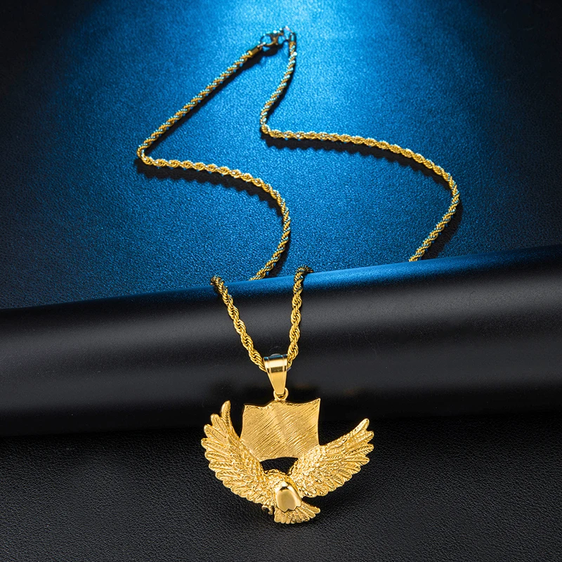 Iced Out Bling Американский Флаг Орел проложили Rhinestoned Нержавеющая сталь ожерелье и подвески для мужчин хип хоп ювелирные изделия