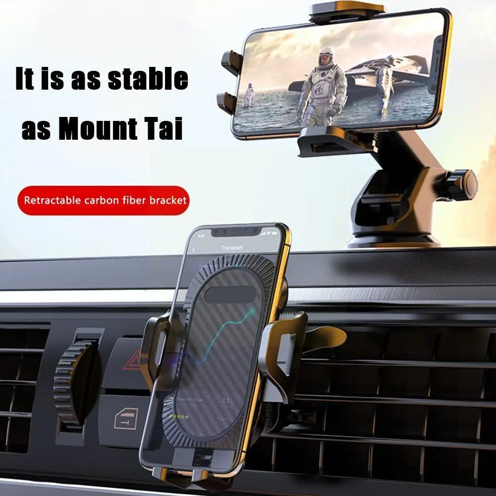 

Car Bracket Carbon Fiber Car Navigation Bracket Multi-function Cup Outlet Suction Three-in-one Gravity Air Bracket Universa D9g8