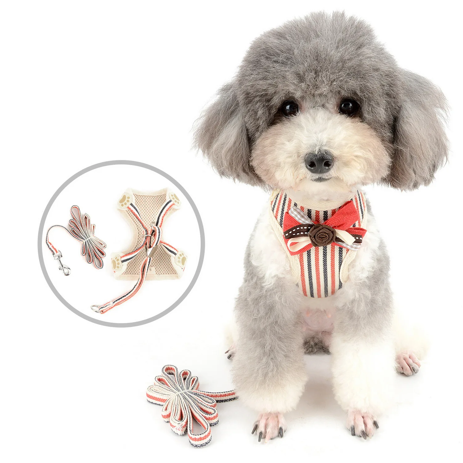 Бантик в полоску для девочек поводок маленьких собак кошек прогулок защищенный