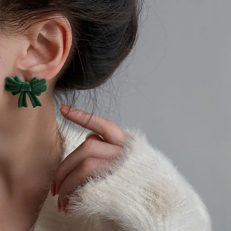 

Dark Green Braided Flocking Hoop Earrings Circle Ring Earring Hollow Flower Drop Dangle Earring For Women Party New Year Jewelry
