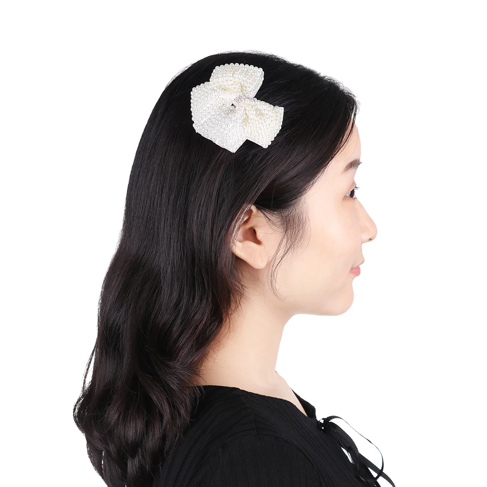 1 шт. белые жемчужные банты для волос с заколки девочек детские бутиковые слои