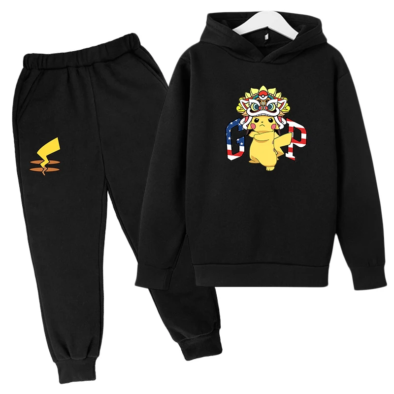 

Pokemon Boy Hoodie Pikachu Spring and Autumn Jacket Children's Suit Clothes Children's Long-sleeved Pullover Top Age Range Style