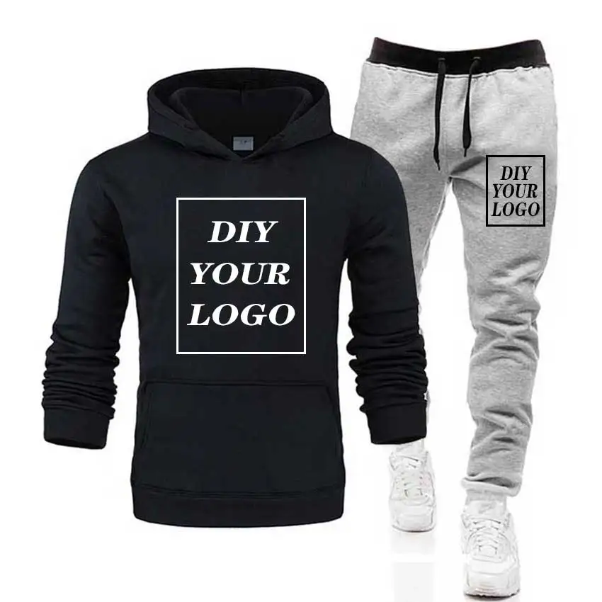 custom logo Print Толстовки и штаны с принтом логотипа по индивидуальному заказу; плотный свитер; удобная уличная одежда унисекс с логотипом «сделай сам»; Спортивный костюм; Прямая поставка; пуловеры - Цвет: custom logo Print