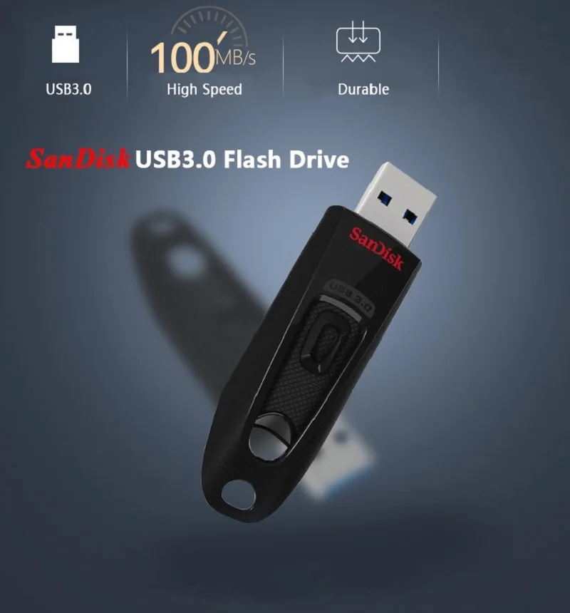 Двойной Флеш-накопитель SanDisk CZ48 USB3.0 флеш-накопитель 256 ГБ флэш-накопитель 128GB флэш-карта памяти 64 Гб оперативной памяти, 32 Гб встроенной памяти, 16 Гб флэш-накопитель чтения 100 МБ/с. USB ключ для ПК