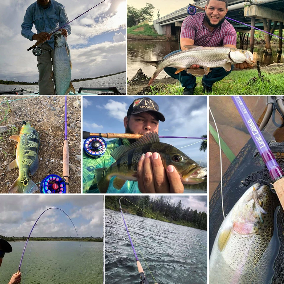 

Maximumcatch Unic Fiberglass 3/4/5wt Fly Fishing Rod 7/8/8.6ft Fast Action Carbon Glass Blank Fly Rod Purple Color