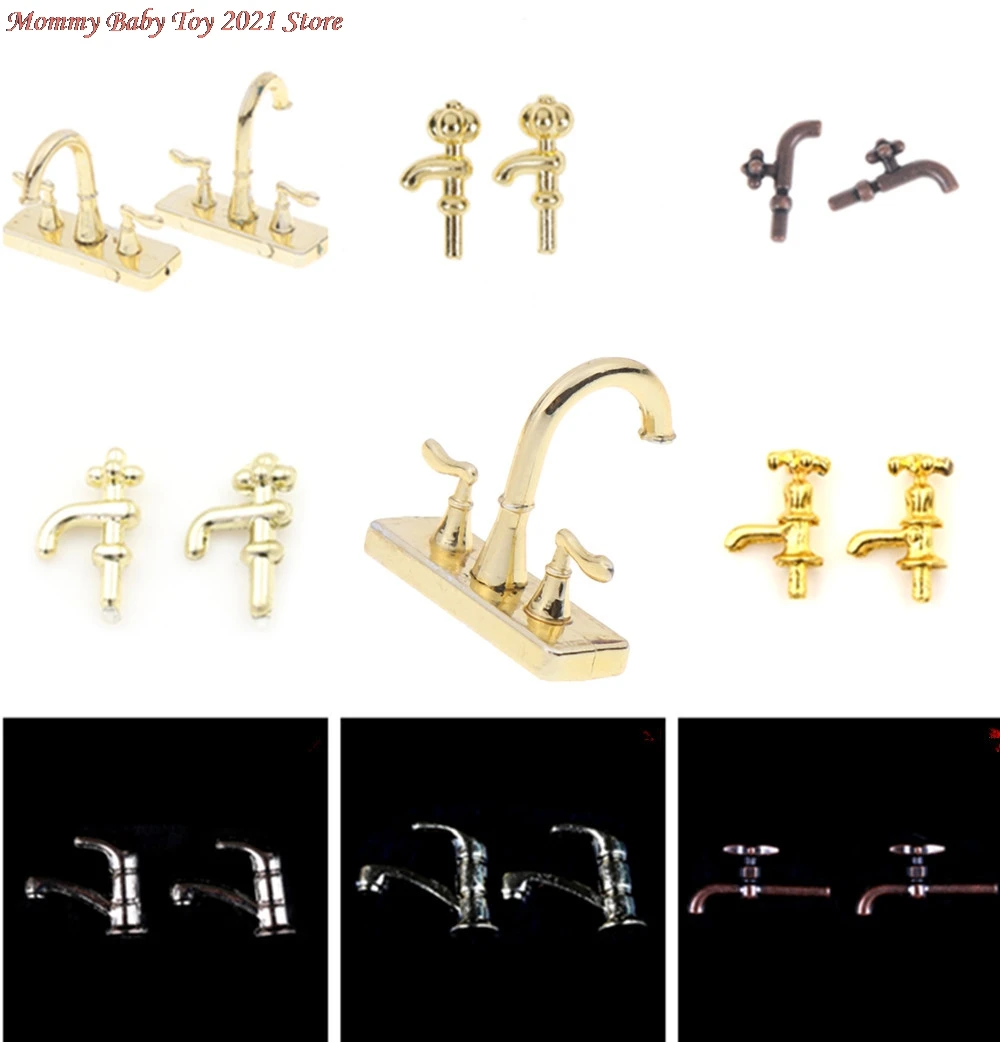 

Simulation 1/12 Dollhouse Miniature Accessories Mini Alloy Bathtub Faucet Water Tap Model Toys for Doll House Decoration