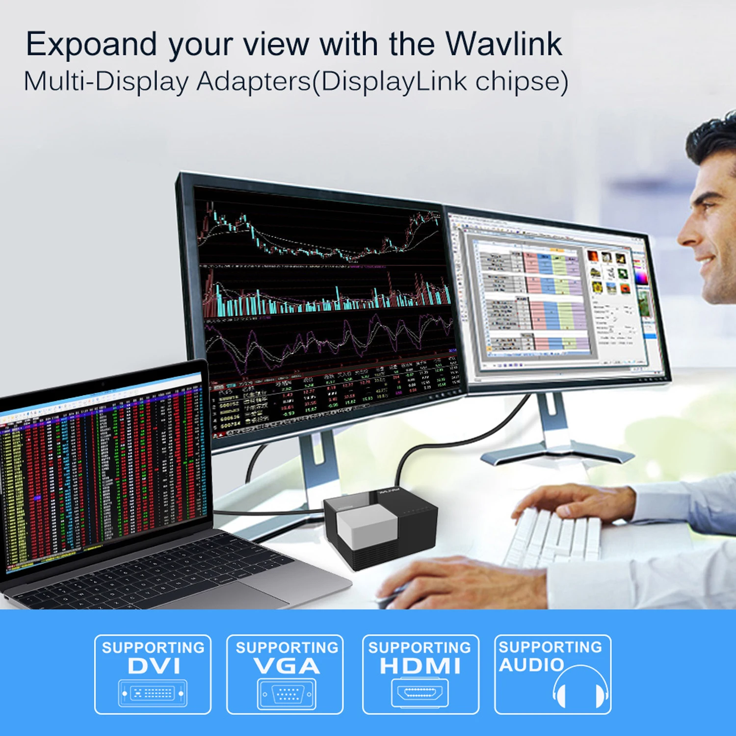 Wavlink Универсальная док-станция USB 3 0 2 видео дисплей 1080P HDMI совместимый/DVI /VGA/Gigabit