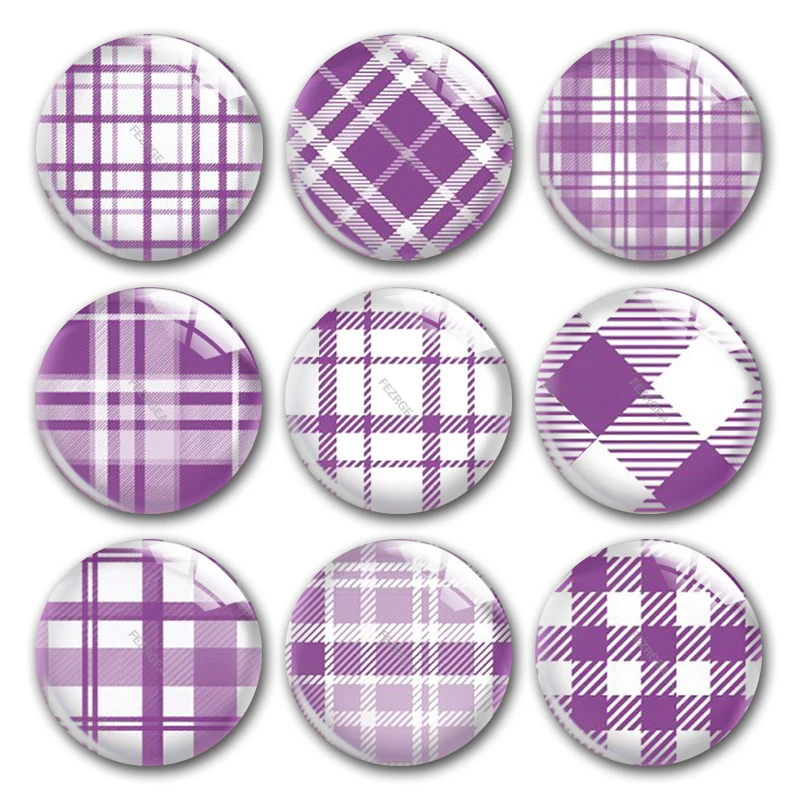 

Круглые стеклянные кабошоны ручной работы в клетку буйвола с фиолетовым и белым рисунком для самостоятельного изготовления ювелирных изделий