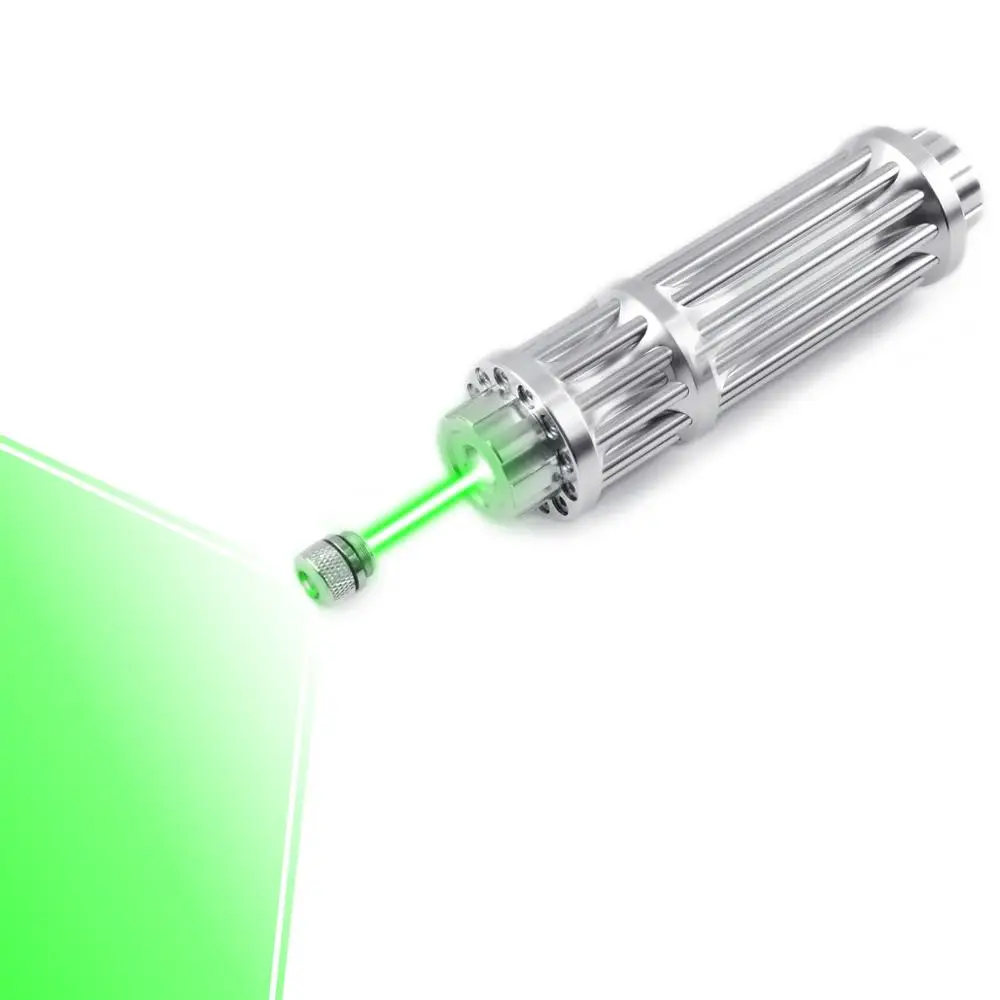 Green with Line Cap CWLASER высокой мощности 532nm/650nm красный/450nm красный ручной гатлинг форма Фокусируемый лазерный указатель(серебро - Испускаемый цвет: Green with Line Cap