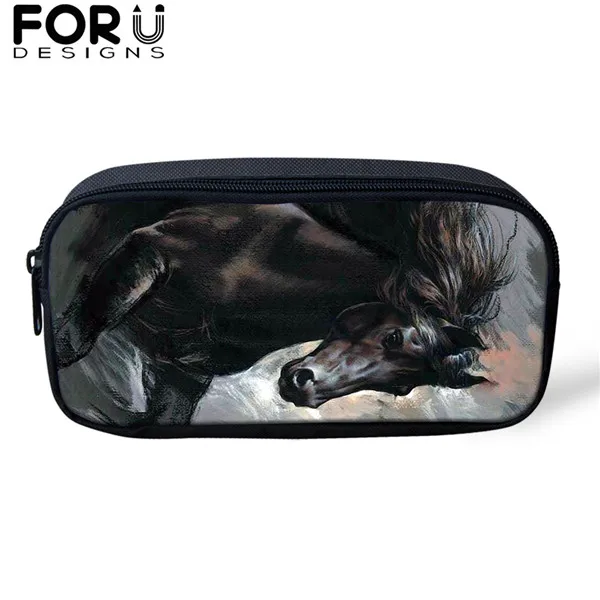 FORUDESIGNS/3 шт./компл. школьная сумка для мальчиков и для девочек-подростков; Friesian рюкзаки с рисунком лошади студент красивый вороной конь рюкзак для путешествий - Цвет: CDGX1498K