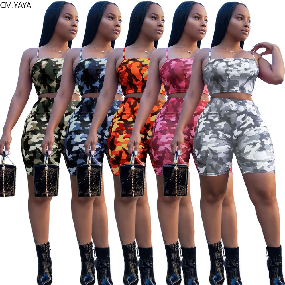 2020 летние женские комплекты из двух предметов спортивные костюмы камуфляжной