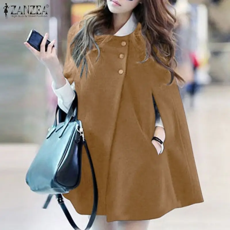 

Женские винтажные пальто и куртки ZANZEA, большие размеры, весна-осень 2022, с пышными рукавами, макси Vestidos, Повседневная однотонная Свободная ве...