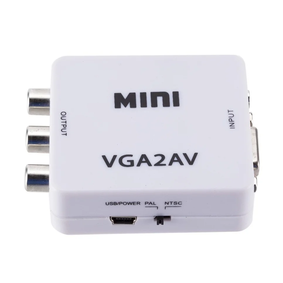 BGGQGG 1080P Mini VGA-RCA 3 5 мм AV видео конвертер адаптер с VGA 2AV / CVBS Аудио для ПК HDTV - купить по