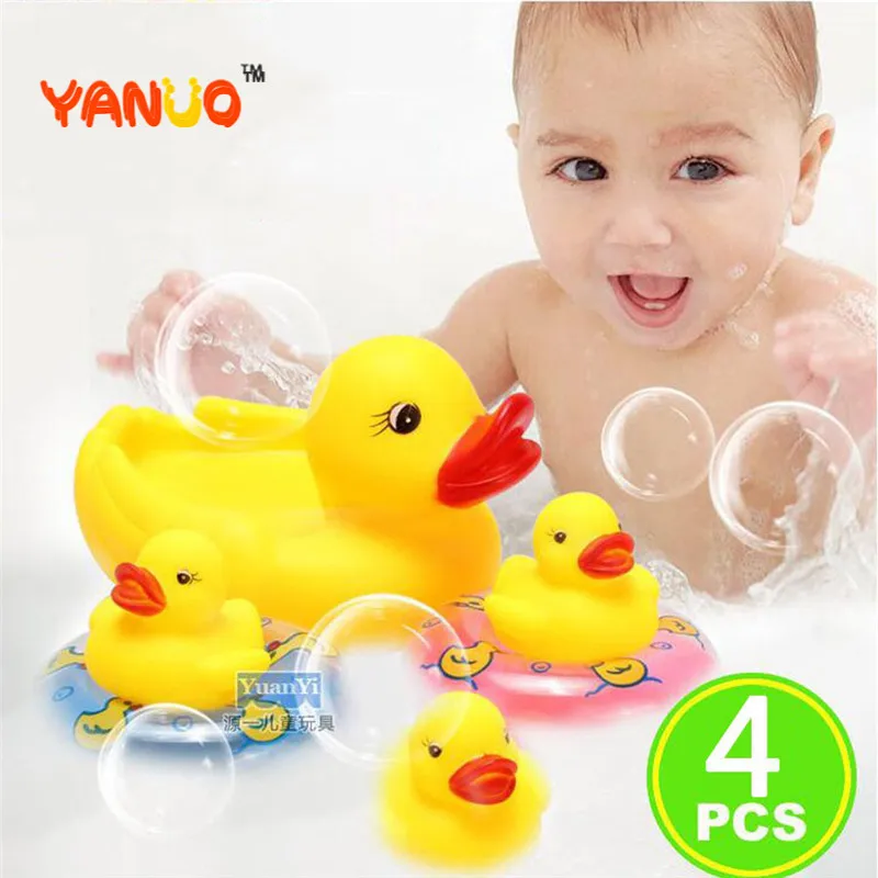 YANUO резиновая игрушка утки детские игрушки резиновые желтые Утки Семья 4 шт