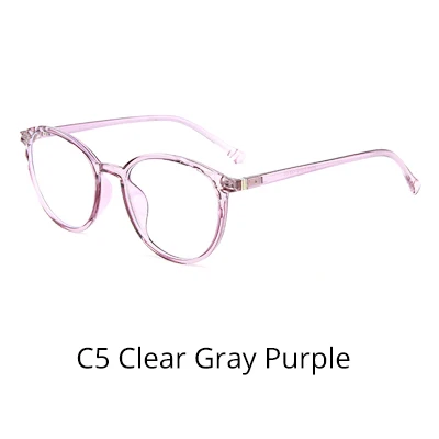 C5 Clear Gray Purple Ralferty, круглый синий светильник, очки для компьютера TR90, оправа для оптических линз, женские, без диоптрий, розовые очки K28009 - Цвет оправы: C5 Clear Gray Purple
