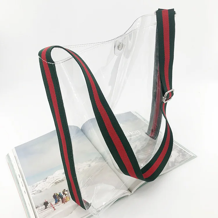 Женская прозрачная сумка через плечо из ПВХ пляжная комбинированная 2019|Сумки с
