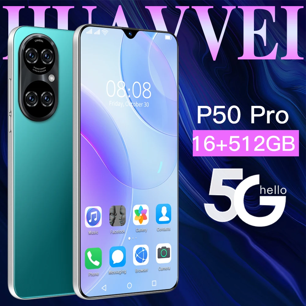 

Huawei P50 Pro+ 16GB+512GB 32MP+50MP 5g Net 10 Core 6800mAh 7.3 Inch Unlock Global Version Celulares Smartphone Android 10