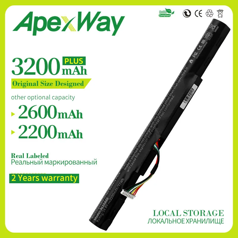 ApexWay 4 ячейки AL15A32 4ICR17/65 Новый аккумулятор для Acer E5-422G E5-472 E5-473 E5-522 E5-532 E5-532T E5-573 E5-722