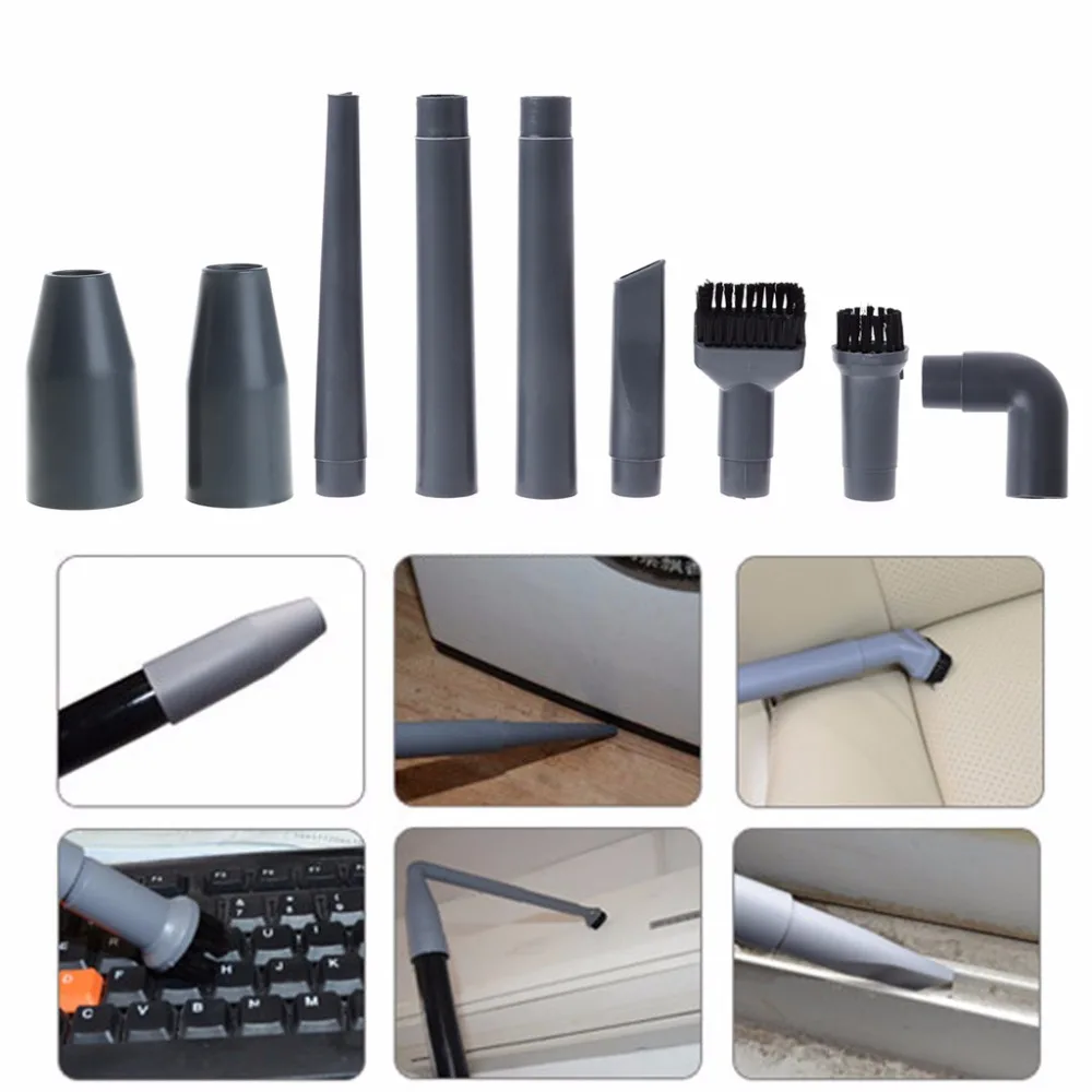 HM PARTS 9Pcs/Set Universal Vacuum Cleaner Accessories Multifunctional Corner Brush Set Plastic Nozzle