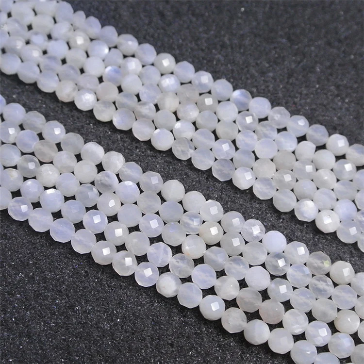 

1strands natural 2-4mm Flash Blue Light Moonstone faceted round loose beads-15.5”