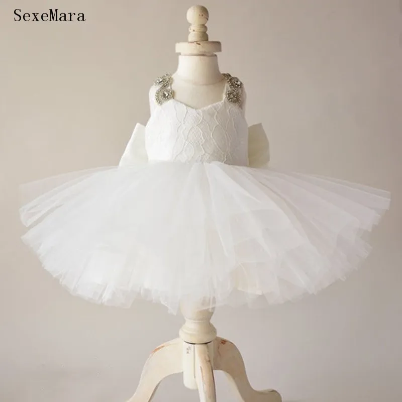 

Baby Girl Flower Dress Kids Bridemaid Dresses For Children White Ball Gowns Girls Boutique Party Wear Elegant Frocks
