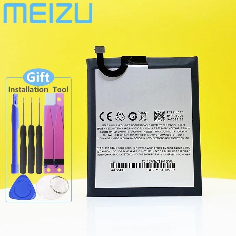 Аккумулятор Meizu BA721 для телефона Note 6 M6 M721H M721L 100% оригинальный аккумулятор 4000 мАч с