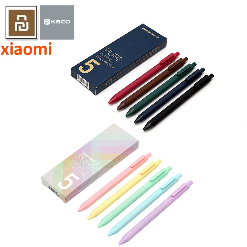 Гелевая ручка Xiaomi Kaco 5 шт. ярких цветов 0 мм черные чернила гладкие и прочные ручки
