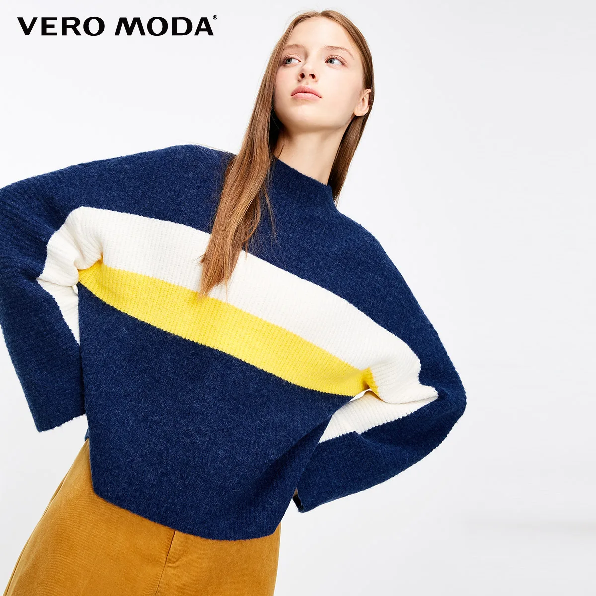 Vero Moda свитер женский женский свободный свитер в полоску с открытыми плечами | 318413531