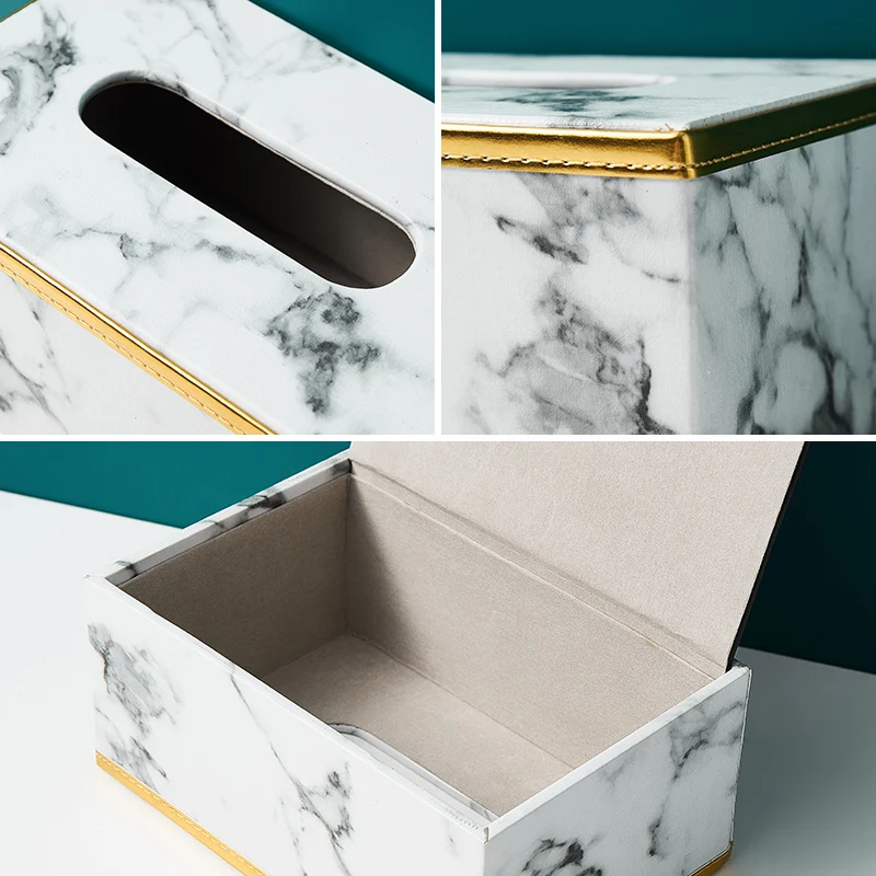 

Nordic Modern Furniture Daily Decor Leather Tissue BoxLiving Room Kitchen Bedroom Desktop Tissue Box Tissue Box Holder for Car