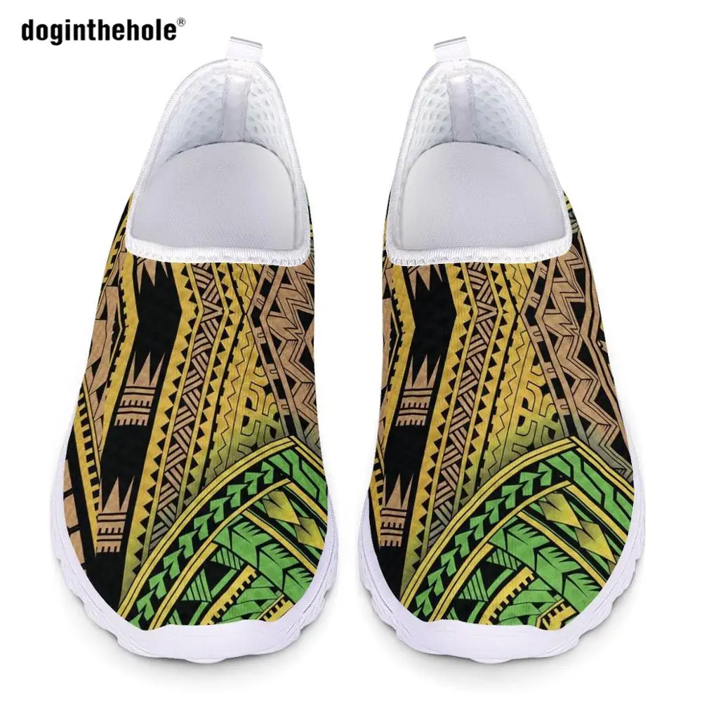 

Doginthehole Women Shoes Polynesian Samoan African Tribal Patterns Slip On Women's Mesh Shoe Casual Spring Footwear Sneakers