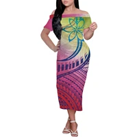 polynesian printing guaranteed service quality hibiscus dresses 2021 design the new lady personality long dresses