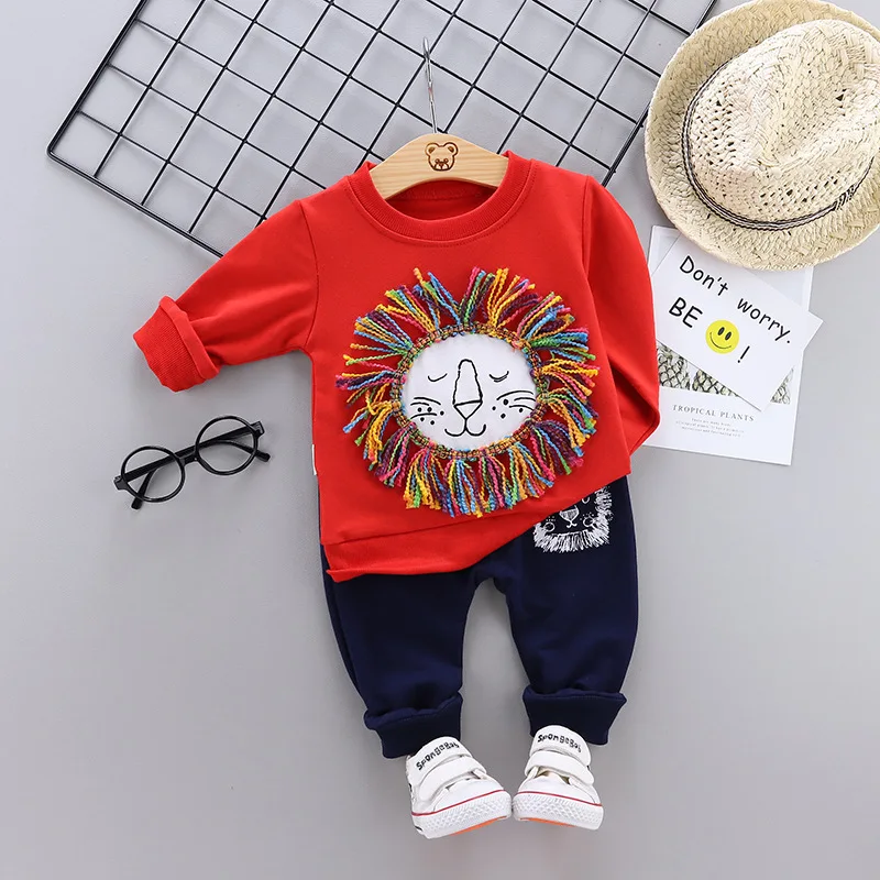 Children Cotton Clothing Sets Spring Autumn Baby Boys Cartoon T-Shirts Pants 2Pcs/set Fashion Kid Girl Clothes Toddler Tracksuit | Детская