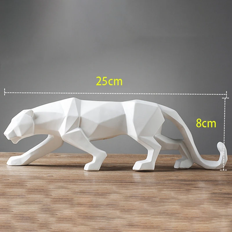 

Panther Statue Animal Figurine Abstract Geometric Style Resin Leopard Sculpture Home Office Decoration Gift