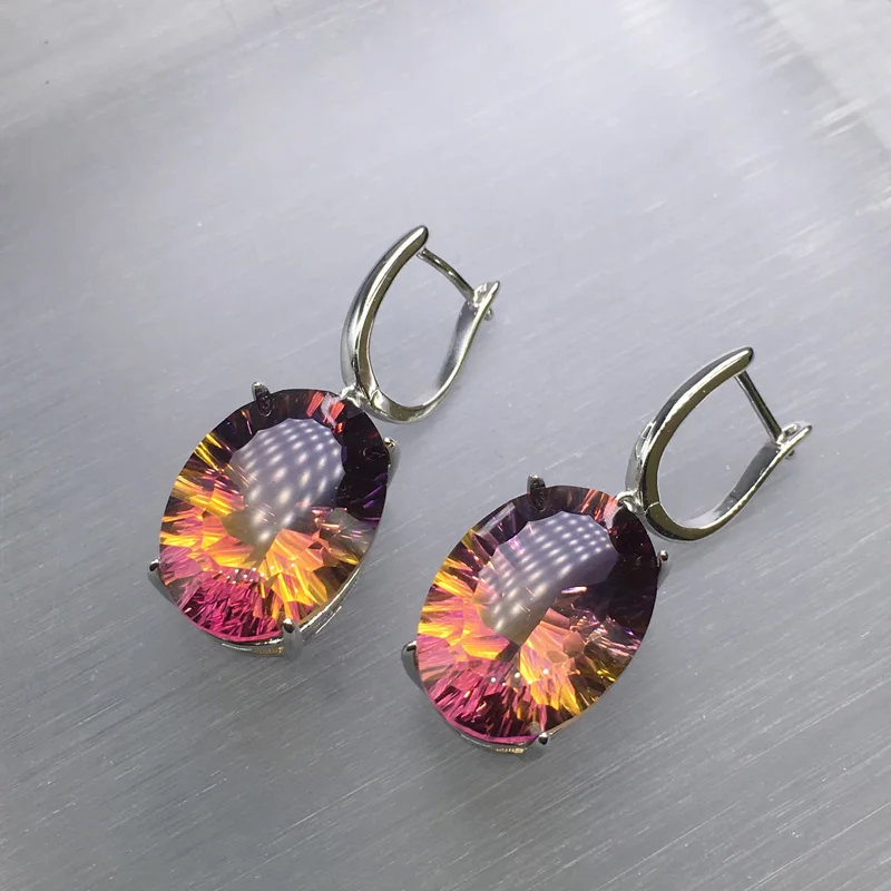 Женские серьги с крупным камнем CSJ элегантные из стерлингового серебра 925 пробы