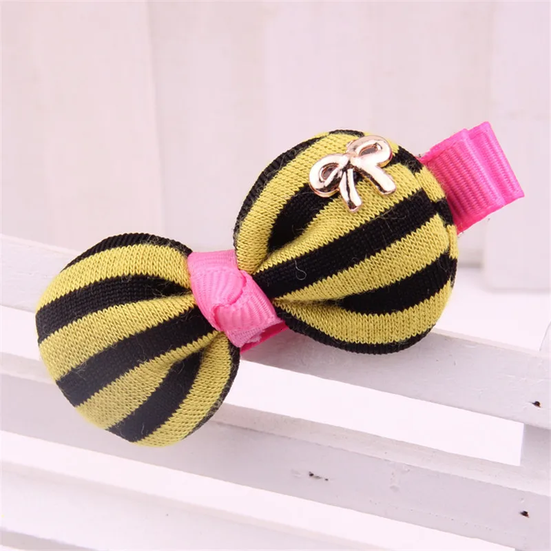 Новейшая заколка для волос детей Модный Полосатый Принт ткань бант золотые