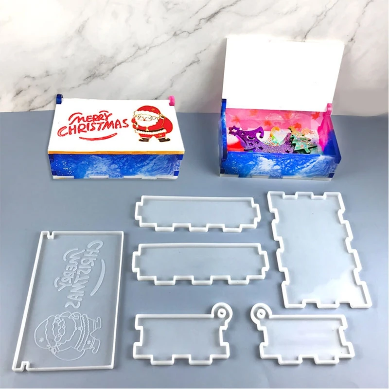 

Рождественское украшение силиконовая форма «сделай сам» домино коробка для хранения большая коробка для хранения домино эпоксидная форма ...