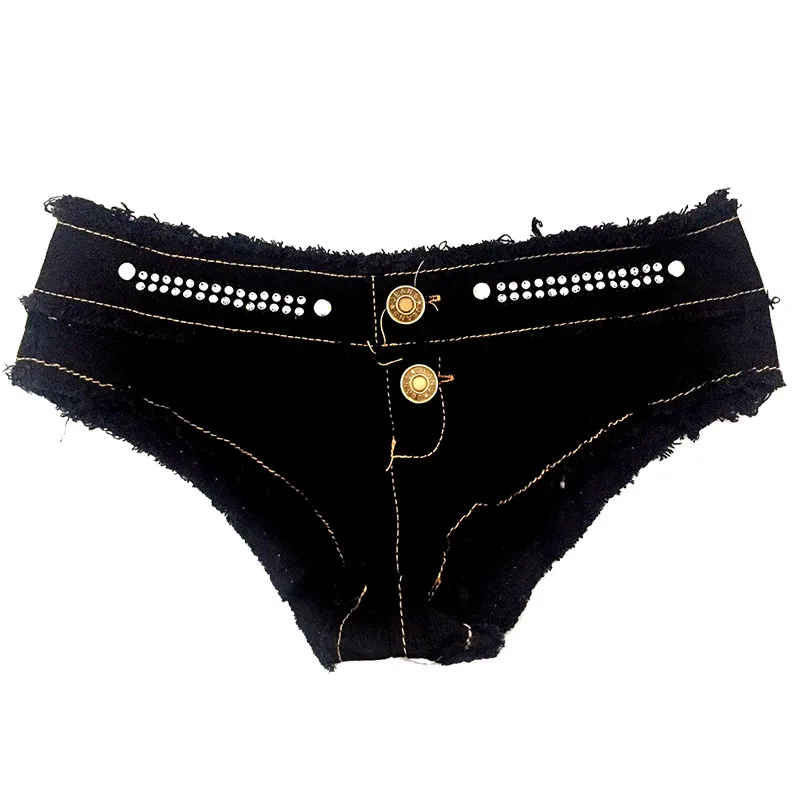 

Women's super denim shorts Summer denim cotton Rivet G-string shorts Ladies Skinny Mother club super short jeans Girls