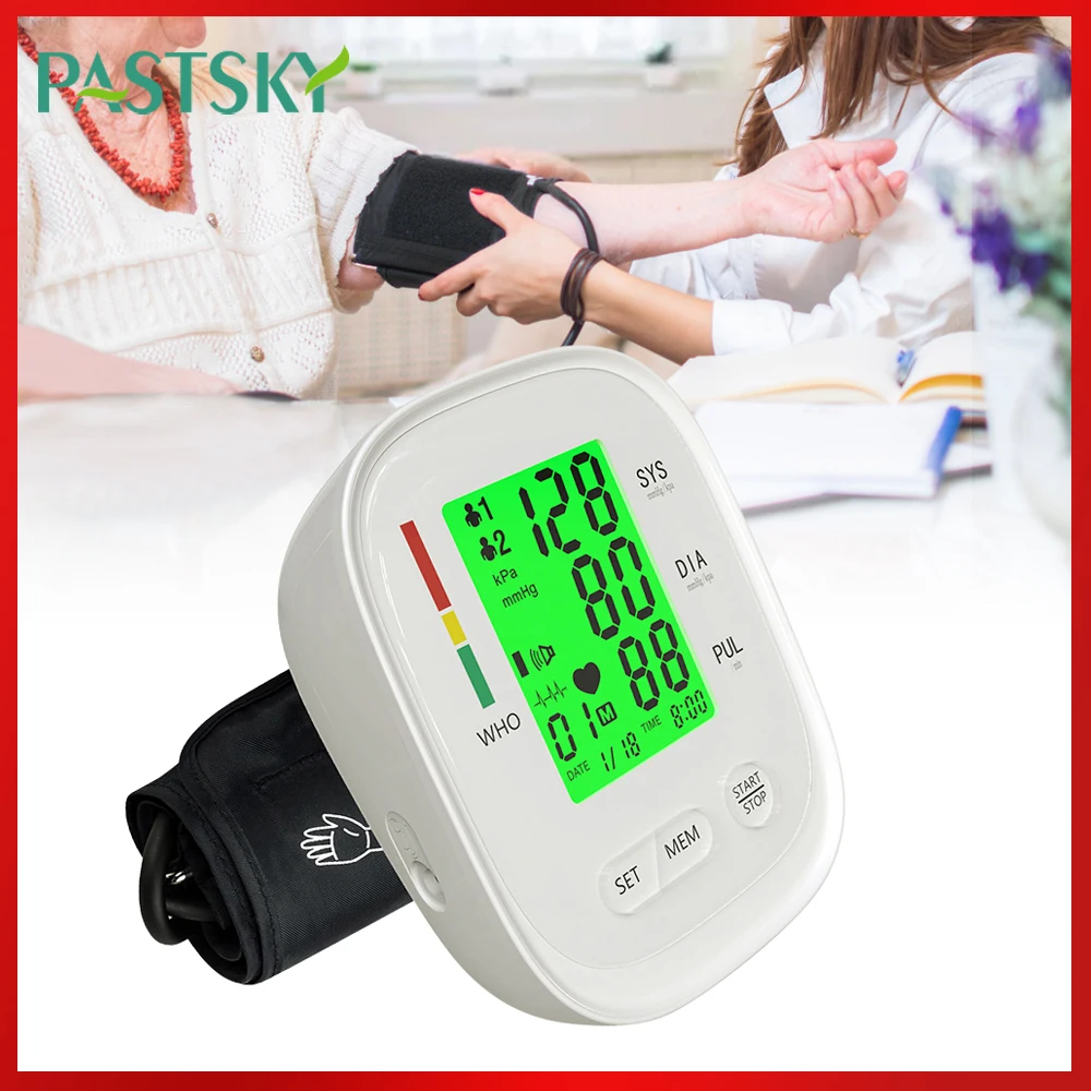 

Blood Pressure Monitor Automatic Upper Arm Blood Pressure Meter Pulse Gauge Meter BP Monitor Digital Voice LCD Sphygmomanometer