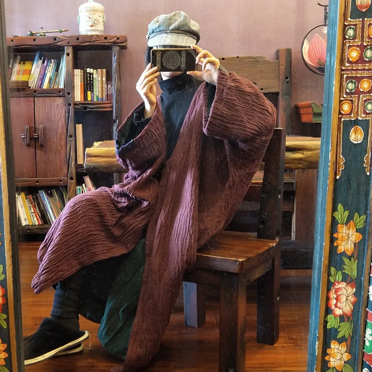 Женский двойной льняной Тренч Johnature винтажный кардиган с вышивкой в китайском