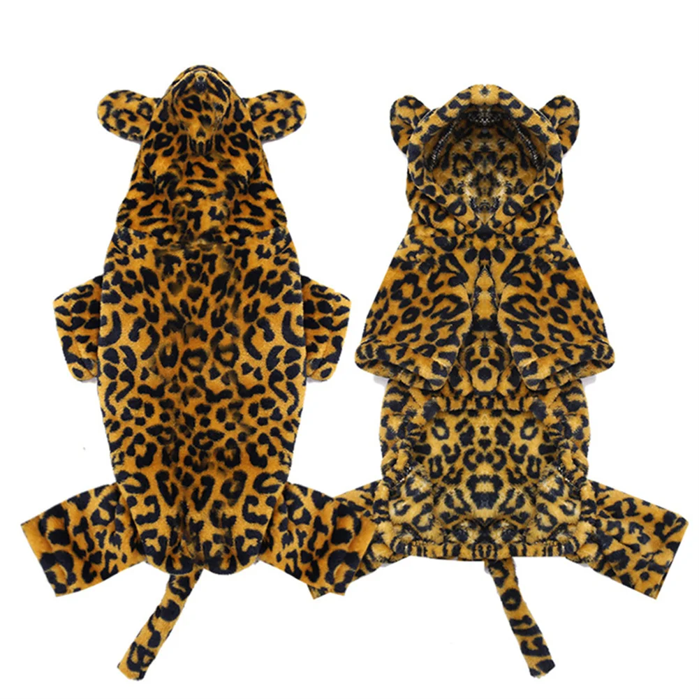 

Pet Dog Clothes Winter Autumn Four-legged Flannel Cheetah Transformation Clothes Durable Soft Comfortable Winter Dog Clothes