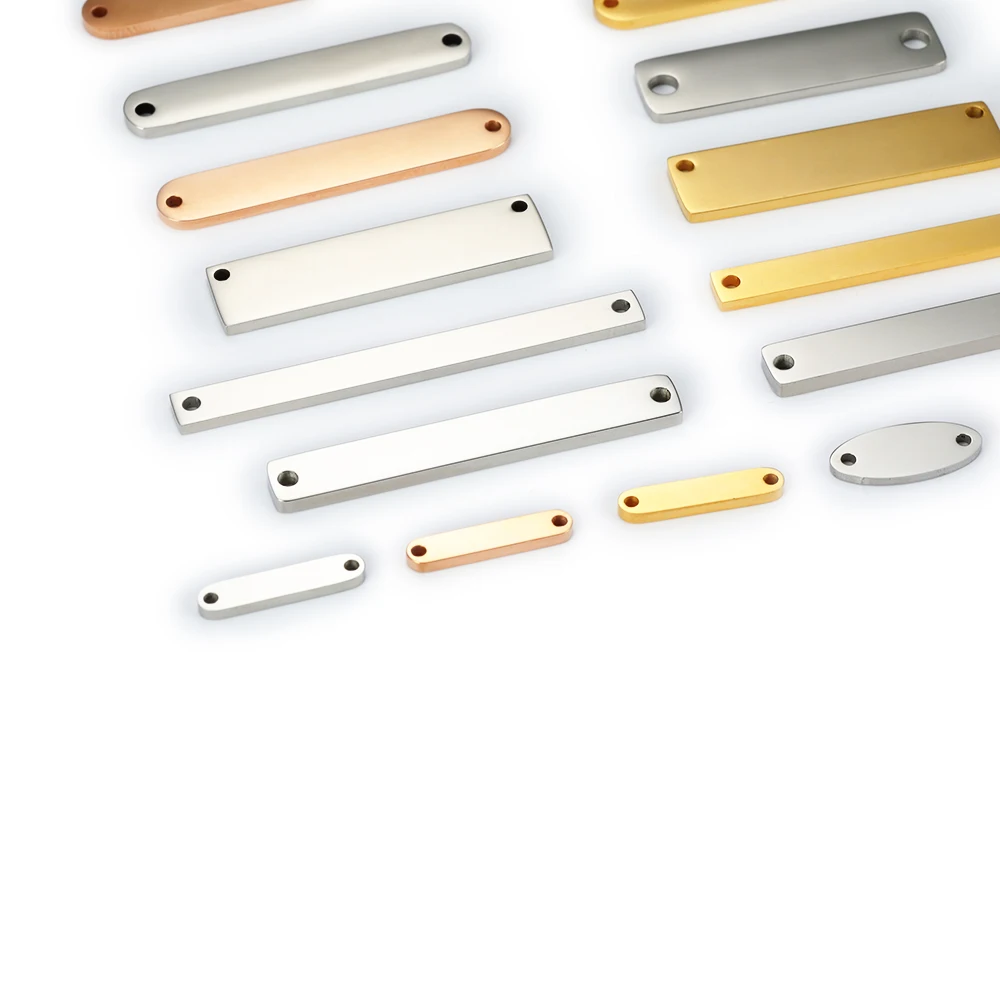 MYLONGINGCHARM Бесплатная гравировка 30 шт. прямоугольные разъемы из нержавеющей стали