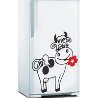little cow with flowers decals refrigerator sticker fridge decor vinyl freezer stickers waterproof vinyl removable lc1808