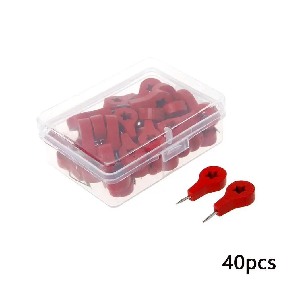 

40 pcs Red Wood Map Markers Thumbtack Pins For Drawing Photo Wall Studs Cork Board Pins School Accessories Pushpin