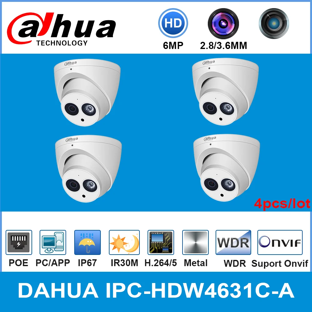Сетевой видеорегистратор Dahua оптовая продажа IPC HDW4631C A 6MP HD POE сети IP Камера