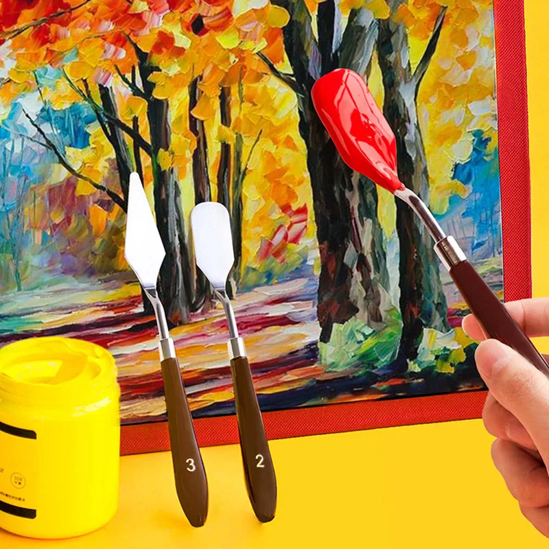 

5Pcs Set Stainless Steel Artist Palette Knives Oil Painting Acrylic Gouache Knife Art Crafts Metal Spatula Mixed Paint Scraper