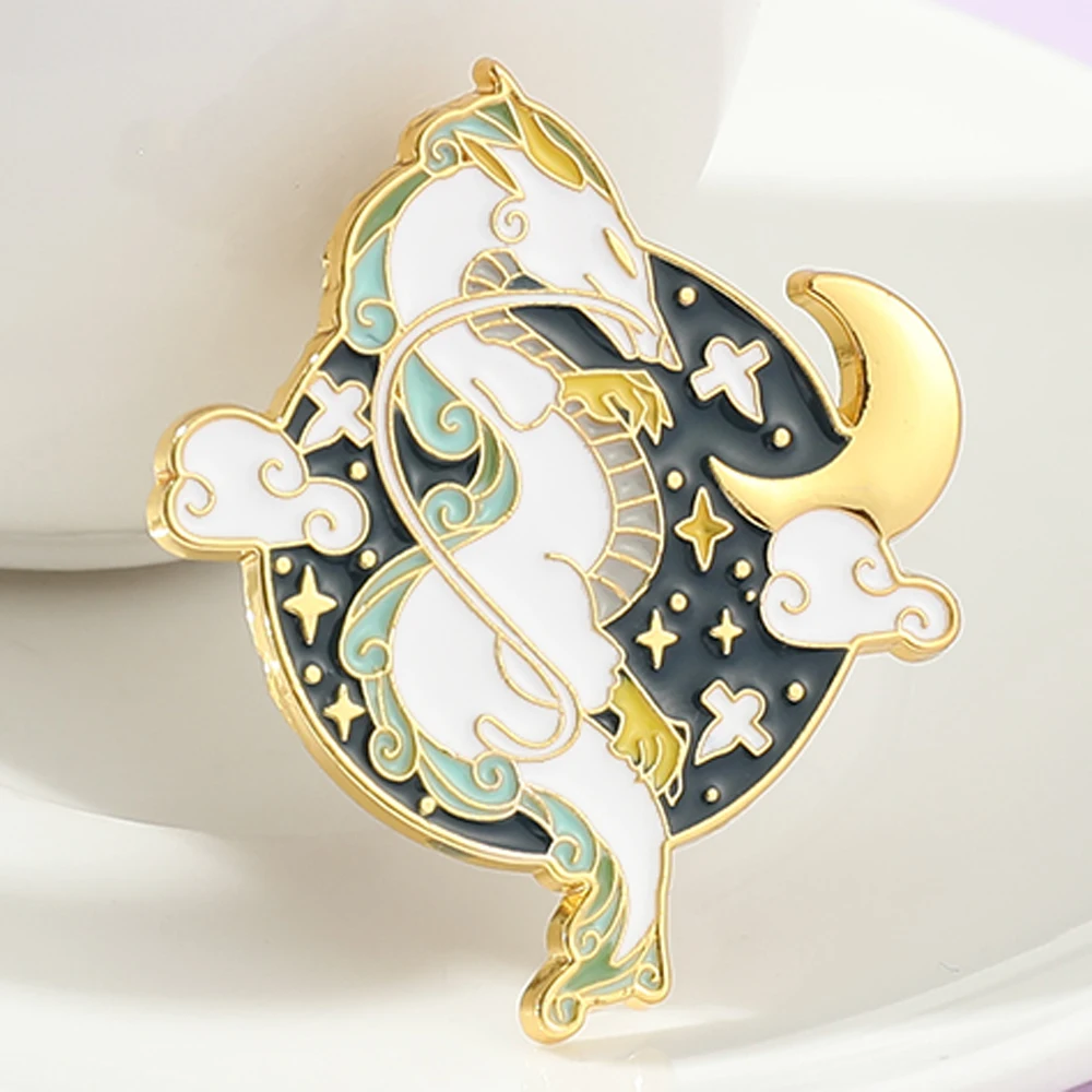 Япония Хаяо миядзяки Аниме Унесенные призраками брошь в виде звезды и луна белый
