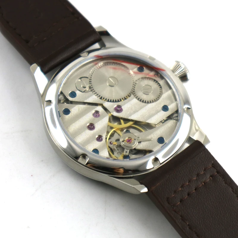 

44mm parnis black dial ST 3600 hand winding 6497 mechanical mens watch