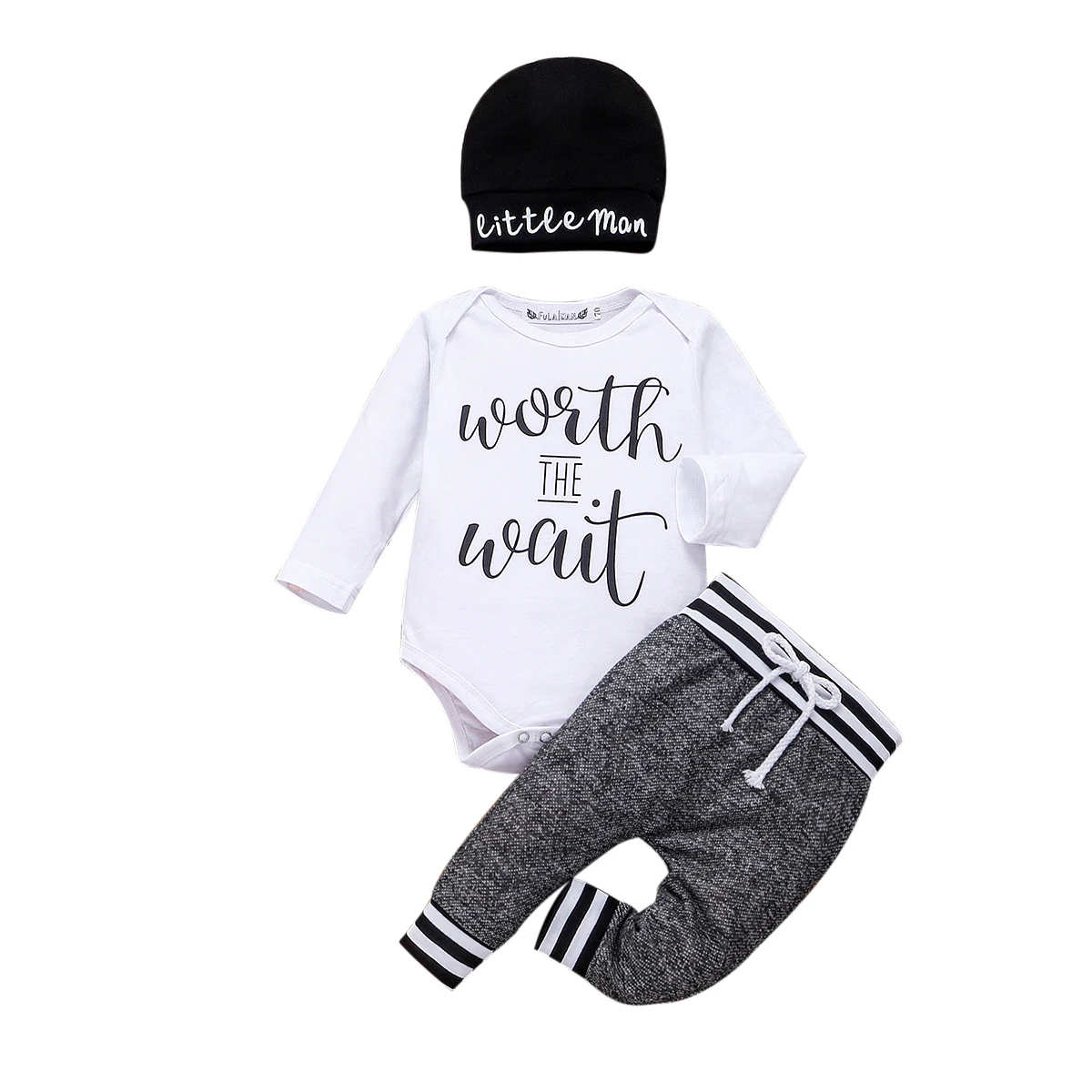

2020 Newborn Infant Baby Boy Clothes Little Brother Long Sleeve Romper Pant Hats 3Pcs/Set Outfit Clothes