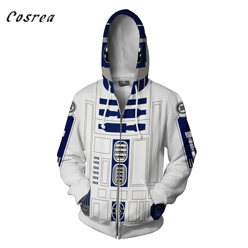 Звезда R2-D2 робот Костюмы для косплея Для мужчин Толстовка с капюшоном форма
